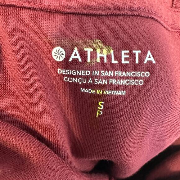 Athleta Sundown Sweatshirt Tank WMNS S Berry Hooded Drawstring Pullover Athletic - Picture 7 of 10